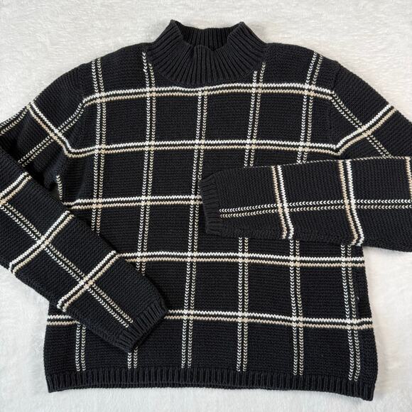 Vintage Christopher & Banks Black Mock Neck Check Sweater Size Small - Picture 3 of 8